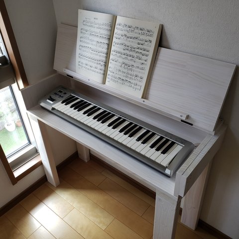 ピアノデスク　ホワイト塗装　DTMデスク
