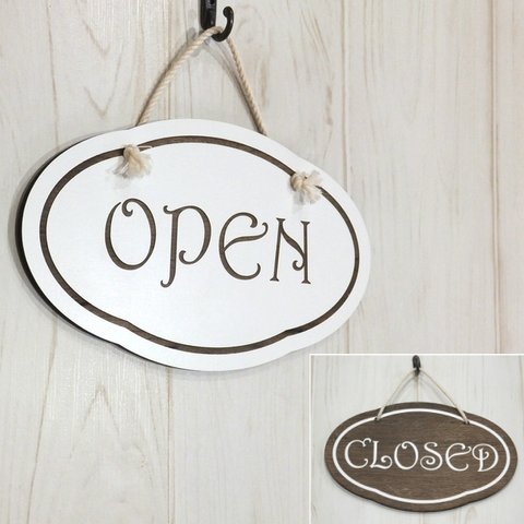 オープン＆クローズ【両面】看板 おしゃれな 木製  OPEN CLOSED