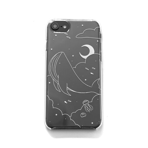 夜を泳ぐ クリアスマホケース クジラ クラゲ 魚 iPhone13 iPhone13Pro iPhone13mini iPhone13ProMax 全機種対応 Android