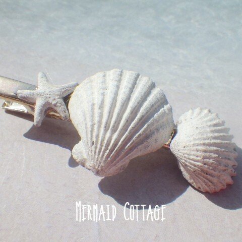 【陶土】Mermaid Seashell Hair Clip 　陶土のシーシェルほっこりヘアクリップ