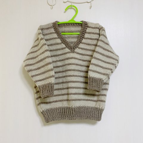㉑【子供用】4〜5才ブラウンボーダー柄のセーター