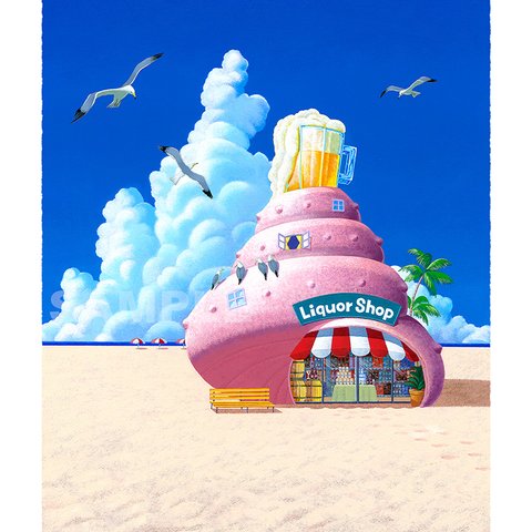 浜辺の楽園／アートポスター　風景　B4サイズ