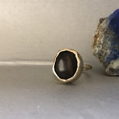 黒檀と真鍮の指輪