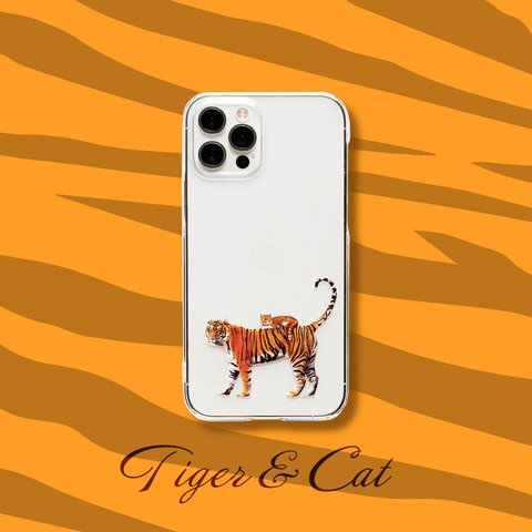 iPhone13Pro〜 ケース 虎さんと虎柄ネコさん 猫