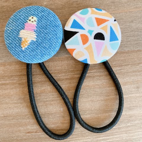 刺繍ヘアゴム　 ＊あいすくりぃむ＊