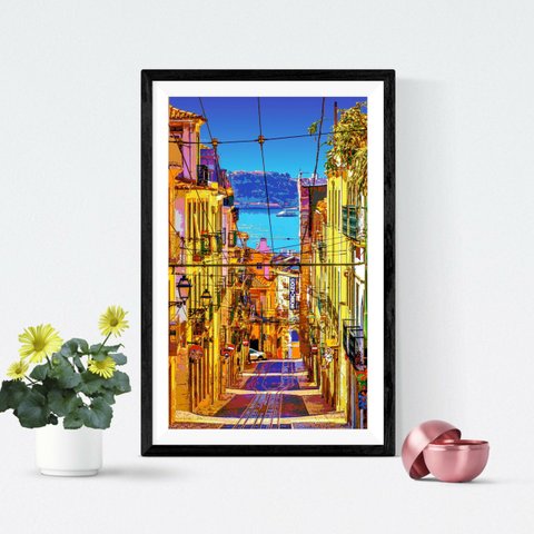 【アートポスター】リスボン 旧市街の路地（作品No.378）