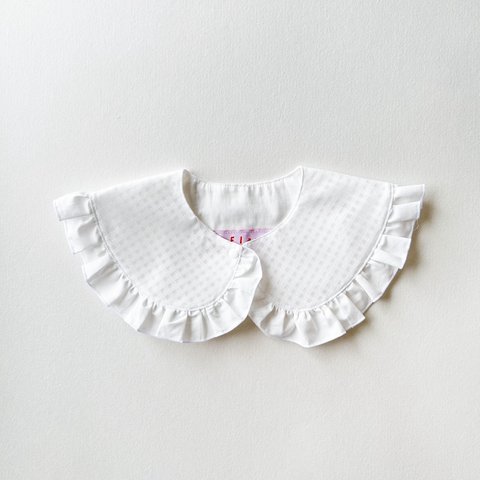  【90-110size】KIDS COLLAR/付け襟 フリル◎ white plaid(シースルーギンガム)