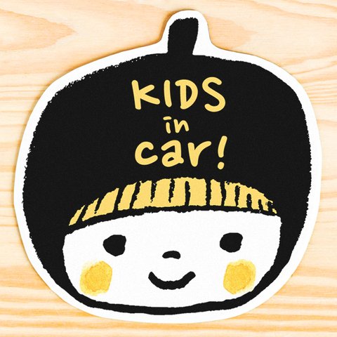 KIDS IN CAR マグネットステッカー(ブラック）