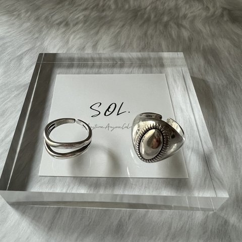 silver925  【2set】 シルバーリング　シルバーアクセサリー　シルバー925 スターリングシルバー　アレルギー対応リング　メンズライク　コンチョ　２連リング　メンズ　ユニセックス　夏