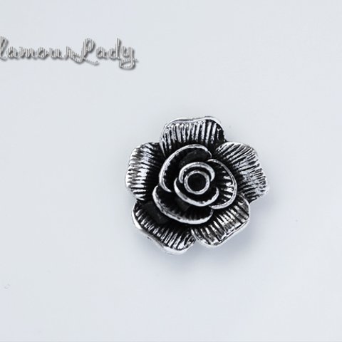 20ｍｍ　バラの花　アンティークカラーデコレーションパーツ １色/６個/セット