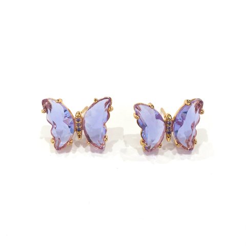 「#6590」ストーン 蝶々 ピアス 金具 ✴︎2個セット