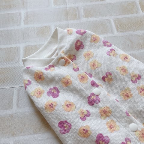 再販🌸 犬服M パンジー オレンジ　バックオープン(背中開き)✨送料無料✨