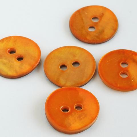 (3個) 15mm 貝ボタン オレンジ フランス製 ＊ 天然素材 