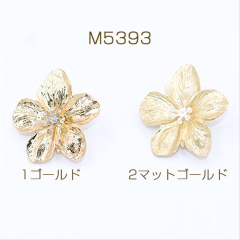 M5393-1  12個  デザインポストピアス 5弁花 裏カン 32×32mm 3×【4ヶ】