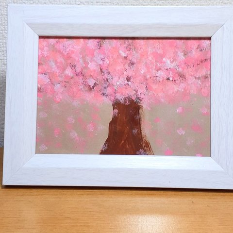 幸せ運ぶ桜吹雪　写真L判サイズ型  原画