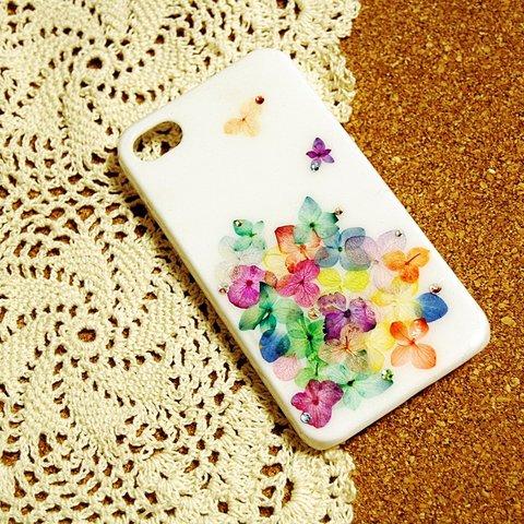 カラフル紫陽花のiphoneカバー