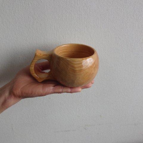 ひのきの一木彫りコーヒーカップ