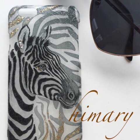 【受注製作】デコパージュ　スマホケース（iPhone ケース) zebra for a man