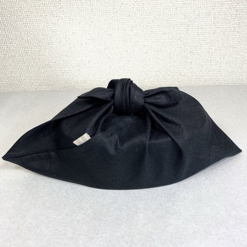 リネン　あずま袋　お弁当包み《黒》BLACK エコバッグ