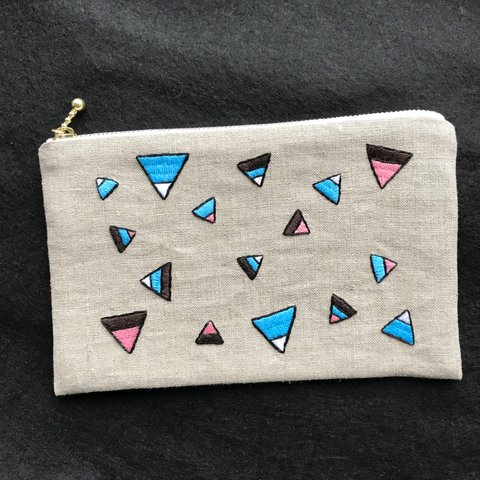 刺繍 フラットポーチ 富士山チョコっとアポロ計画