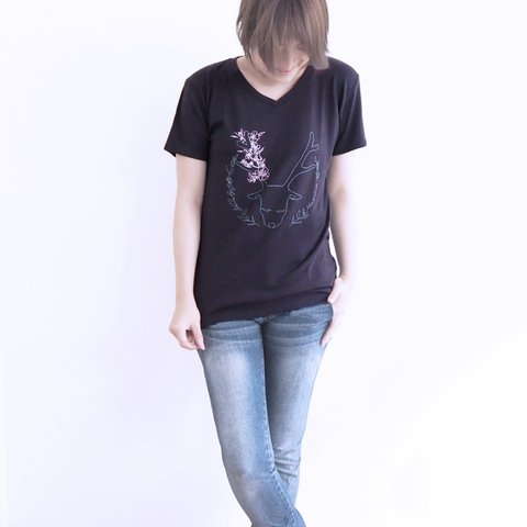 おとなのＴシャツ　＊MUSICA-Tee＊ Vネックブラック