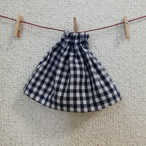 20cmドール用　スカート（紺×チェック）