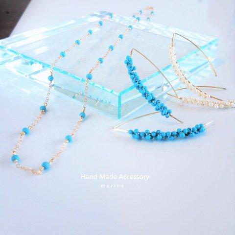 14kgf 2WAY Turquoise station necklace／bracelet　ターコイズブルー