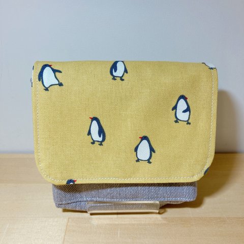 【受注製作】パッチンポケット　ペンギン柄×グレーデニム