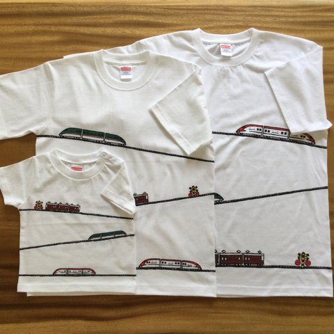 らくがきTシャツ  家族電車カラー版（３枚セット）