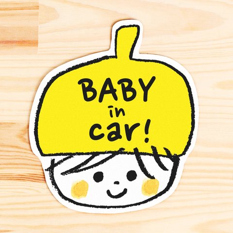 BABY IN CAR マグネットステッカー(イエロー）