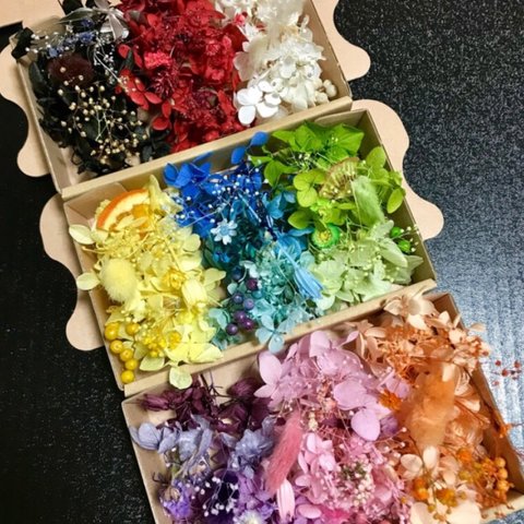 全カラー3Boxハーバリウム 花材ドライフラワー  花材セット