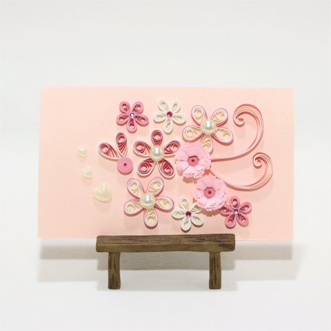 お花いっぱいのカード(ピンク)