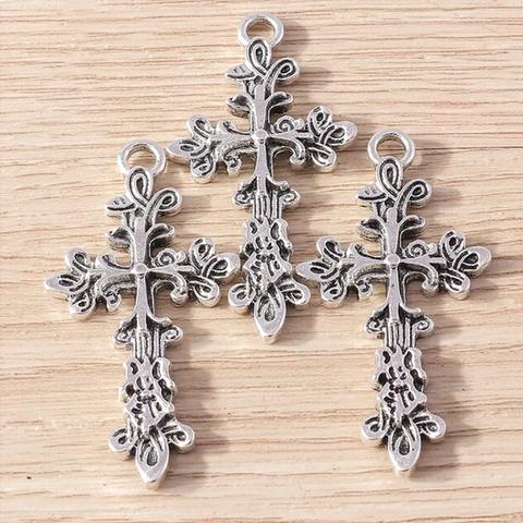 【2個】Cross Charm Silver【M-450】