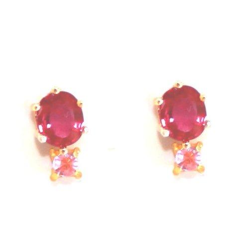 - red pink 2 - Pink Sapphire & Ruby Earrings