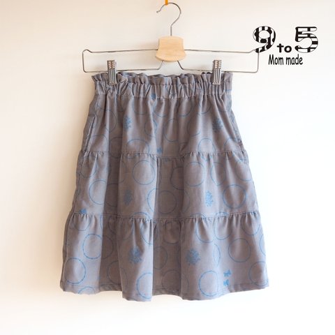 【在庫処分セール　20％OFF】ティアードスカート　かわいいバタフライ刺しゅう風 /　Tiered Skirt with Cute Butterfly Embroidery   Stitches