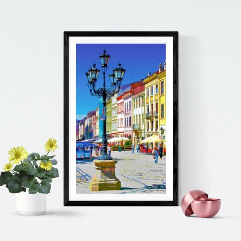 【アートポスター】ウクライナ リヴィウの街灯（作品No.162）