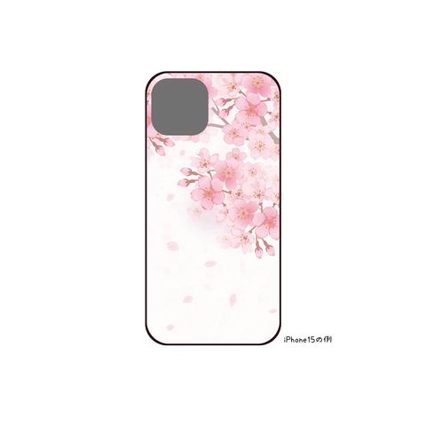 桜咲く春の強化ガラススマホケース<フチなし>