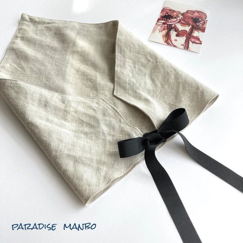  【送料無料】リボン三角巾 ナチュラルリネン