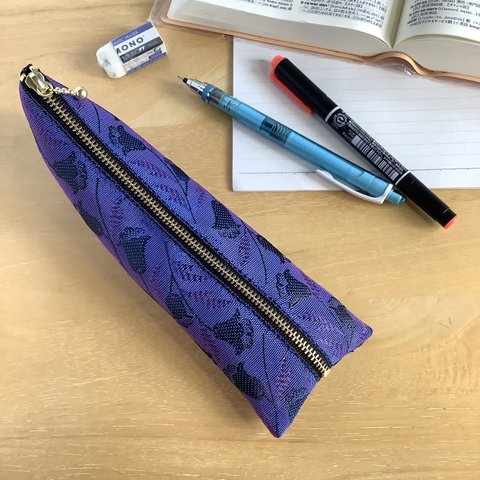 【りんどう】畳縁　テトラ型　ペンケース　紫　秋　ニュアンスカラー　竜胆