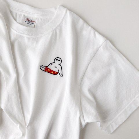 ワンポイント 刺繍 Tシャツ (ふとっちょおじさん・星)