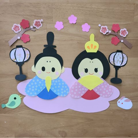 ひな祭り 2月 3月 壁面 保育園幼稚園 ハンドメイド 画用紙