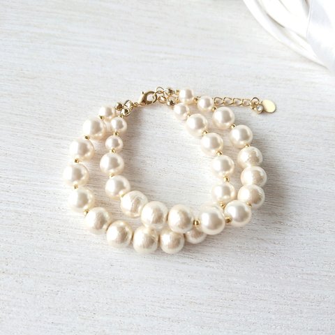 pearl & cottonpearl    ２連ブレスレット