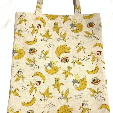 《再販×2》ぺたんこバッグ A4サイズ  バナナ猫🍌🐱