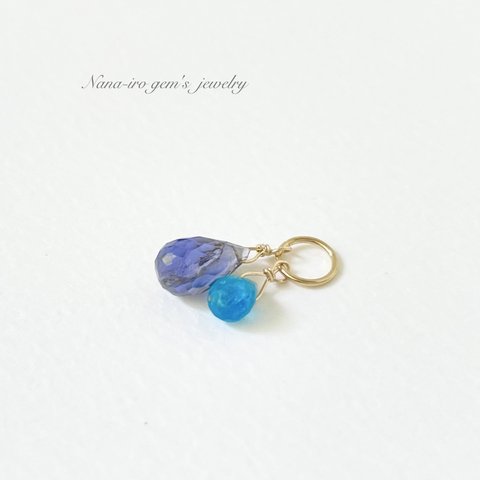 ＊1点もの＊iolite × neonblue apatite top