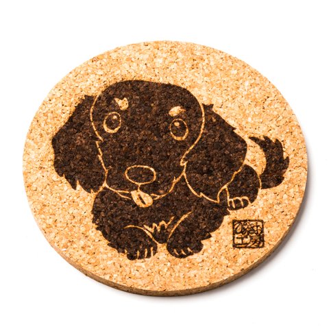 ダックスフンド（黒・レッド） 犬 グッズ コースター 雑貨 プレゼント かわいい カワイイ おしゃれ イラスト レディース メンズ ペット