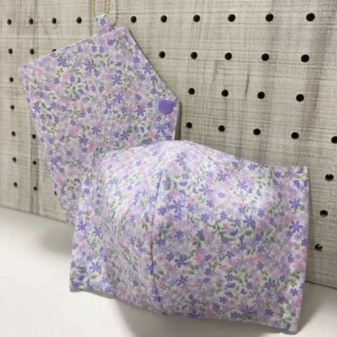インナーマスクS・マスクケースセット　花柄②紫