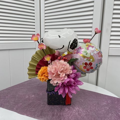 SNOOPY バルーンアレンジ　正月飾り　バルーンギフト