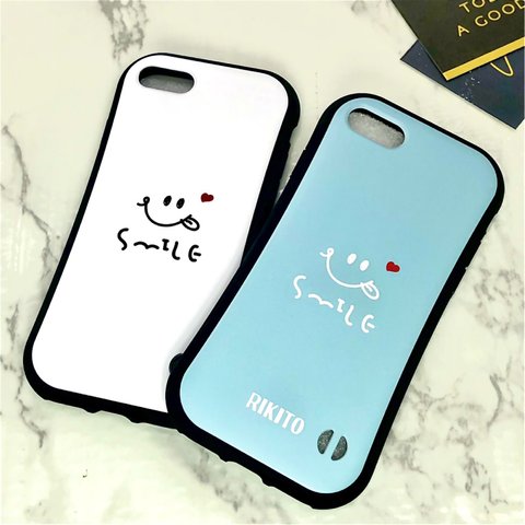 【名入れできる】グリップケース スマホケース iPhone14 iPhone12 iPhone11 XR XS mini Pro SE2 SE3 ケース 5G かわいい SMILE 笑 メッセージ