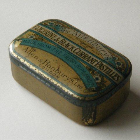 ブリキ缶 アンティーク　ビンテージ glycerine blackcurrant pastilles　1950年代　イギリス