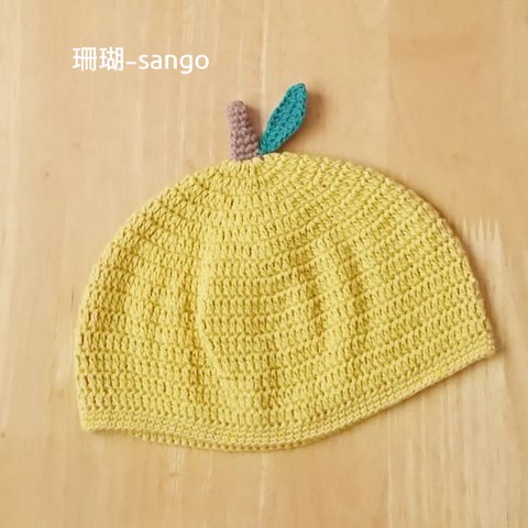 【送料無料】お洗濯可！UV加工cotton100% 柚子どんぐり帽子🍊